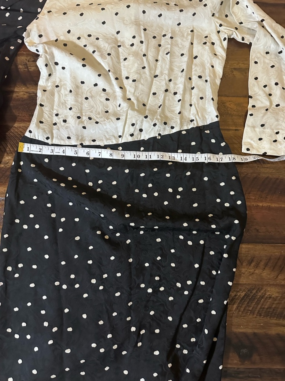 SAKOWITZ 100% Silk Polka Dot Asymmetrical Draped Midi Dress Size 10 Vintage - Picture 9 of 11